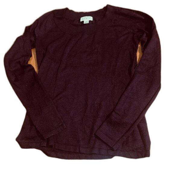 Ann Taylor Loft Plum Silk Blend Boat Neck Fine Knit Sweater Minimalist Sz Small - Picture 3 of 9